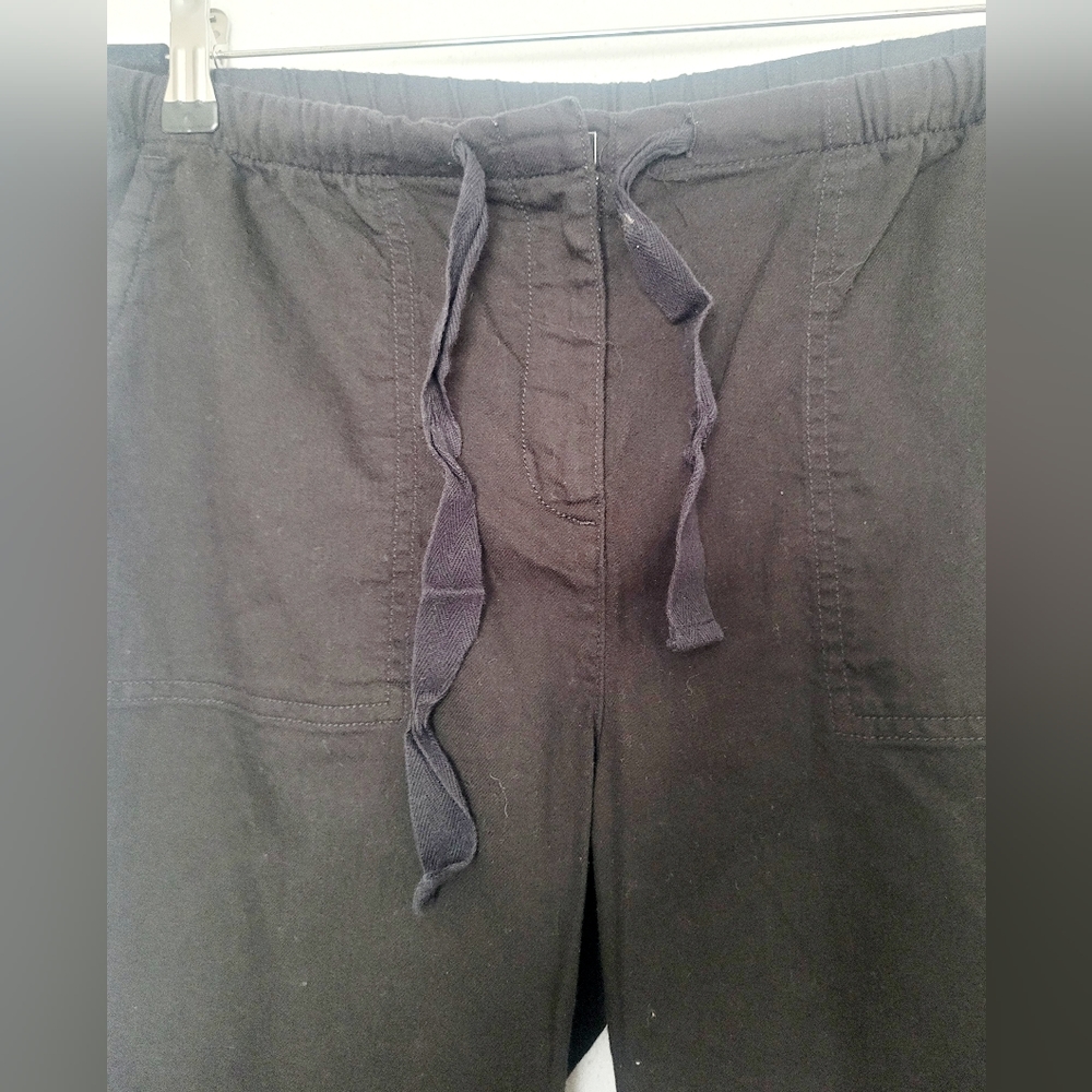 Eileen Fisher Womens 100%Organic Cotton Pants Drawstring Hook&Zip Black Medium - Picture 13 of 14